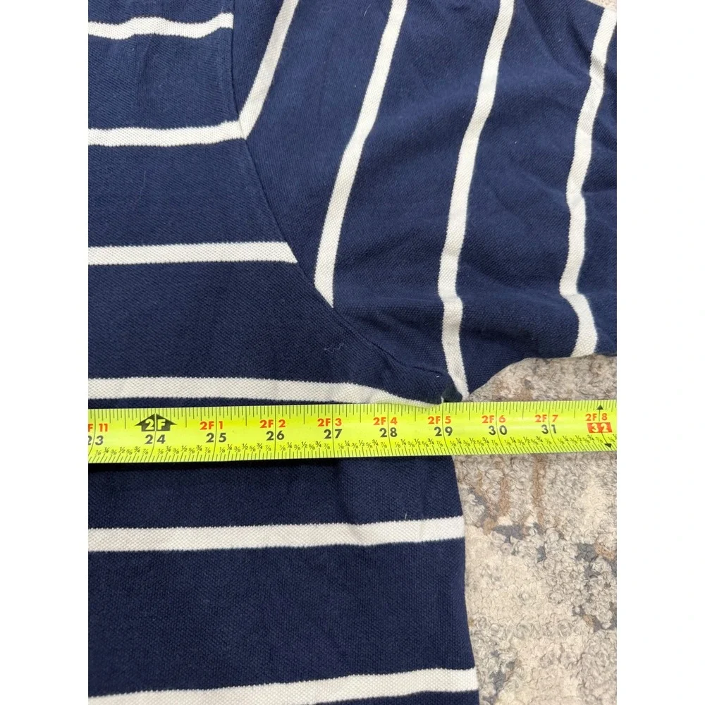 Polo Ralph Lauren Mens 4XB Big Navy Blue White Striped Short Sleeve Polo Shirt
